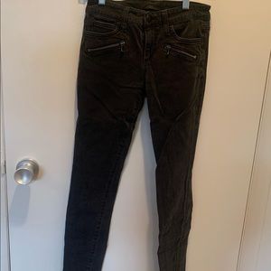 Joe’s grey skinny jeans with zipper pockets